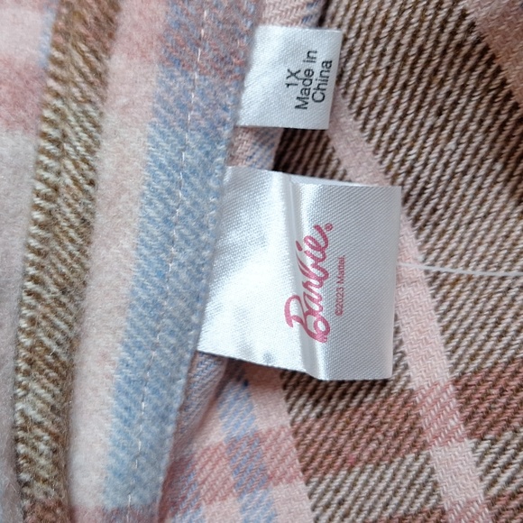 NEW! Barbie Graphic Shacket (Shirt & Jacket) - Pink Plaid - Women's Plus Size - Picture 8 of 11